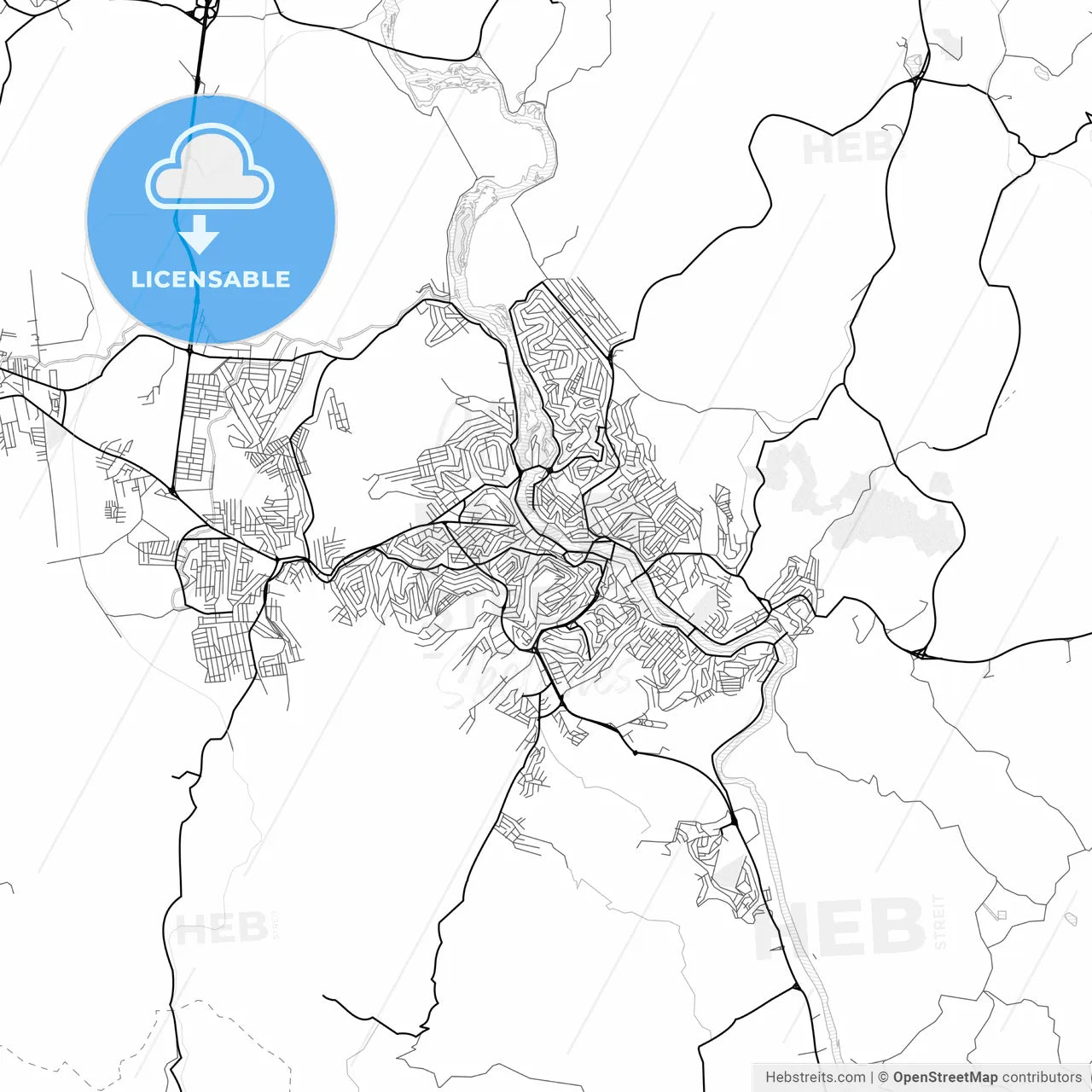 Vector PDF map of Cachoeiro de Itapemirim, Brazil