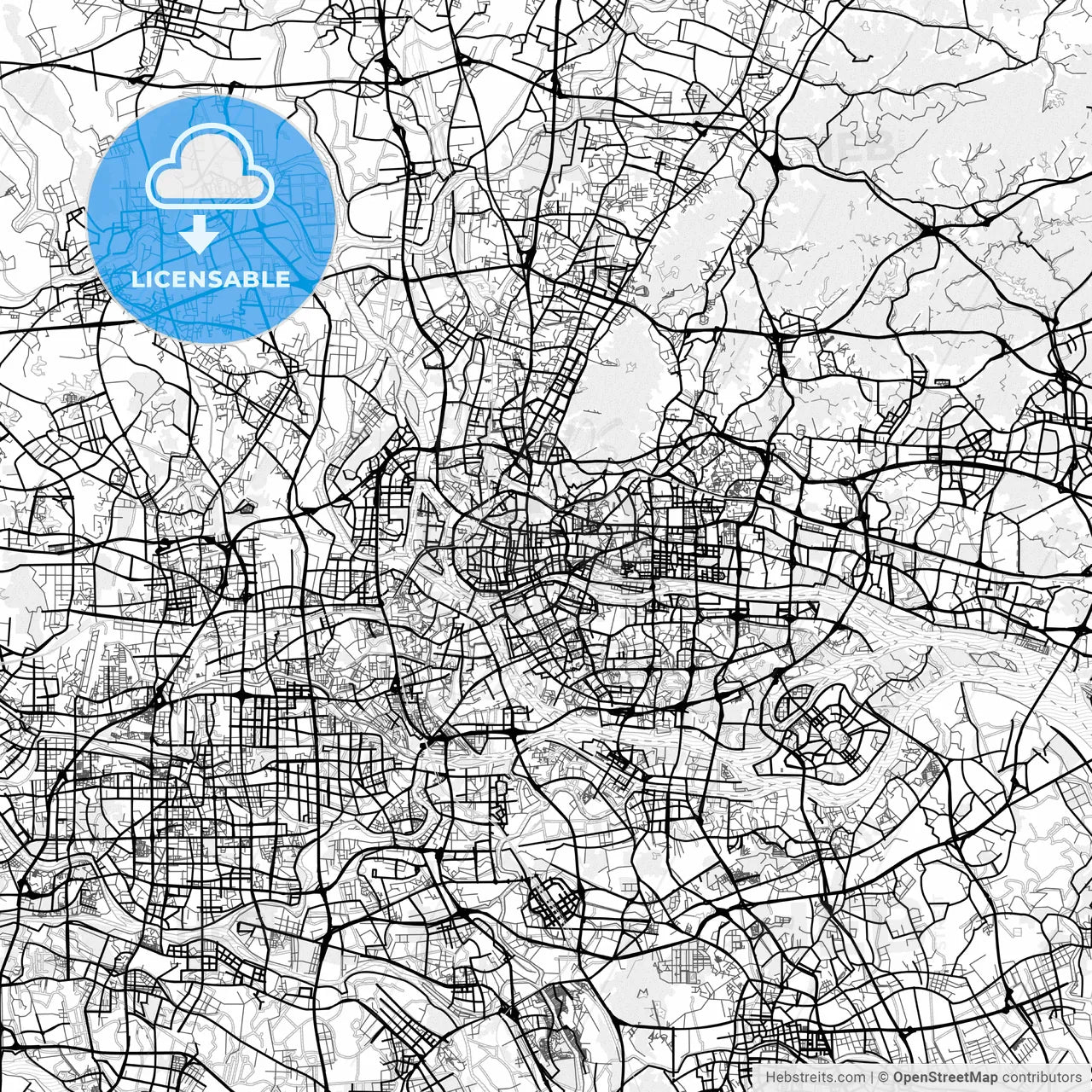 Vector PDF map of Guangzhou, China