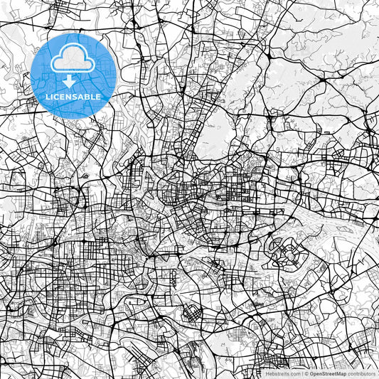 Vector PDF map of Guangzhou, China