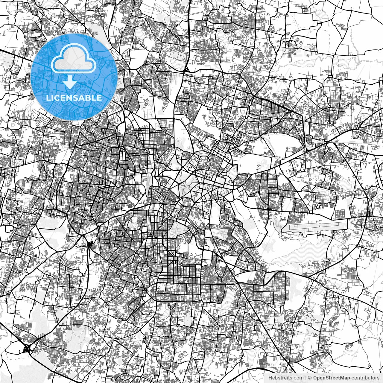 Vector PDF map of Bangalore, India