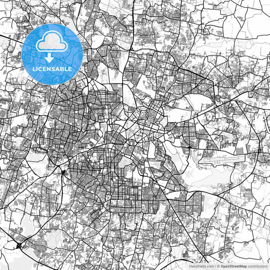 Vector PDF map of Bangalore, India