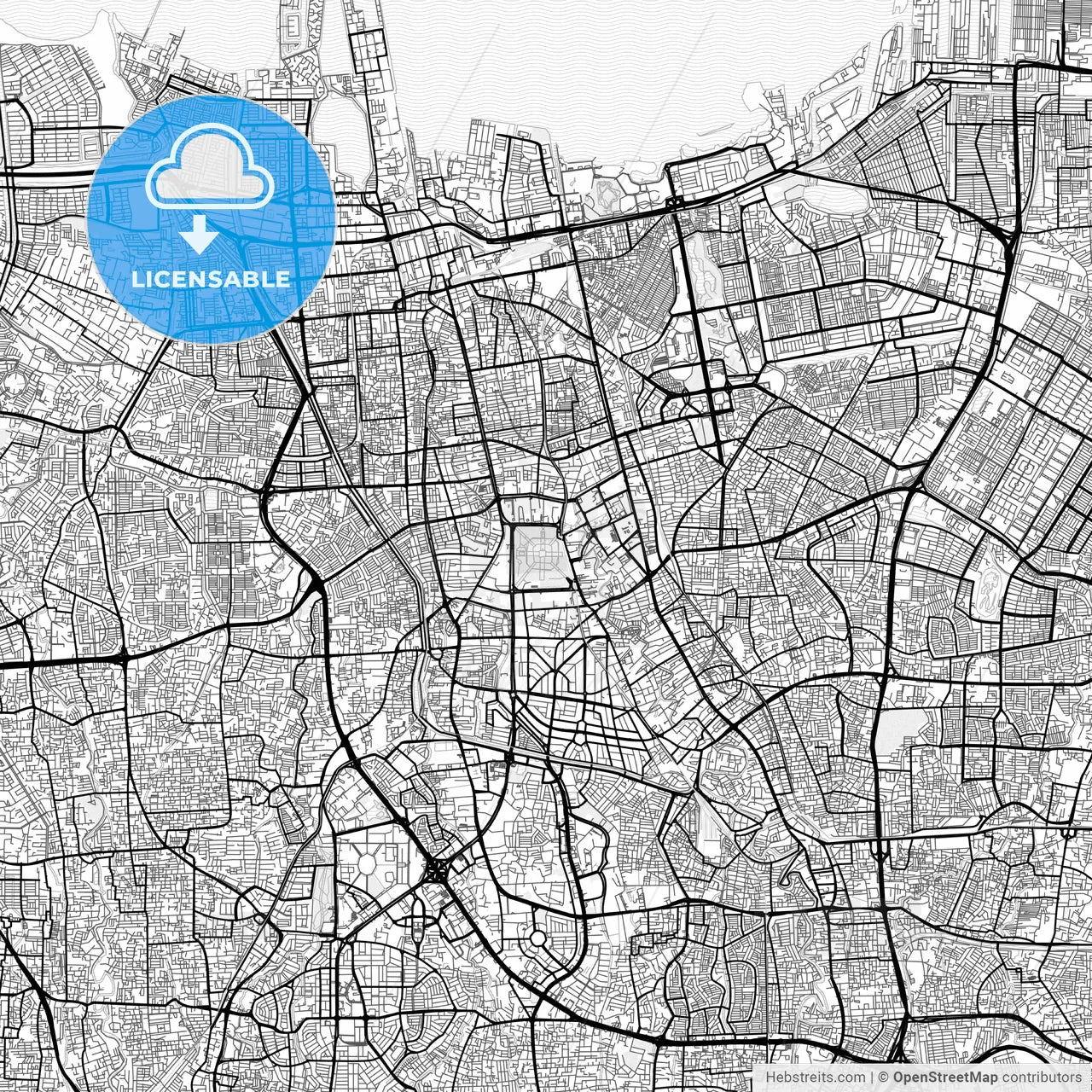 Vector PDF map of Central Jakarta, Indonesia