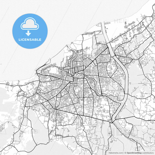 Vector PDF map of Banda Aceh, Indonesia