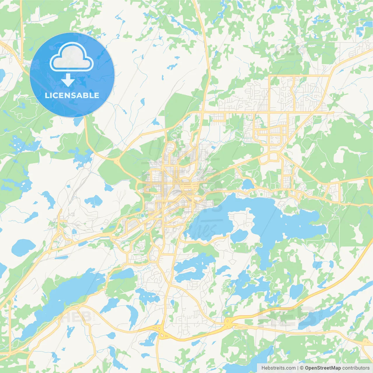 Empty vector map of Greater Sudbury, Ontario, Canada