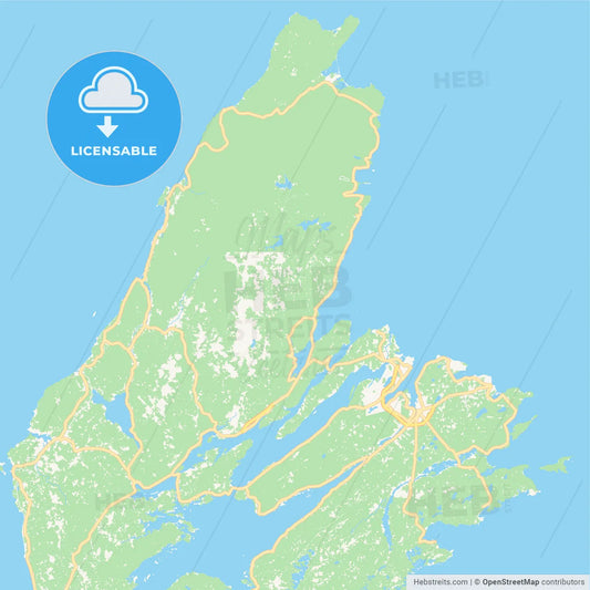 Empty vector map of Cape Breton, Nova Scotia, Canada