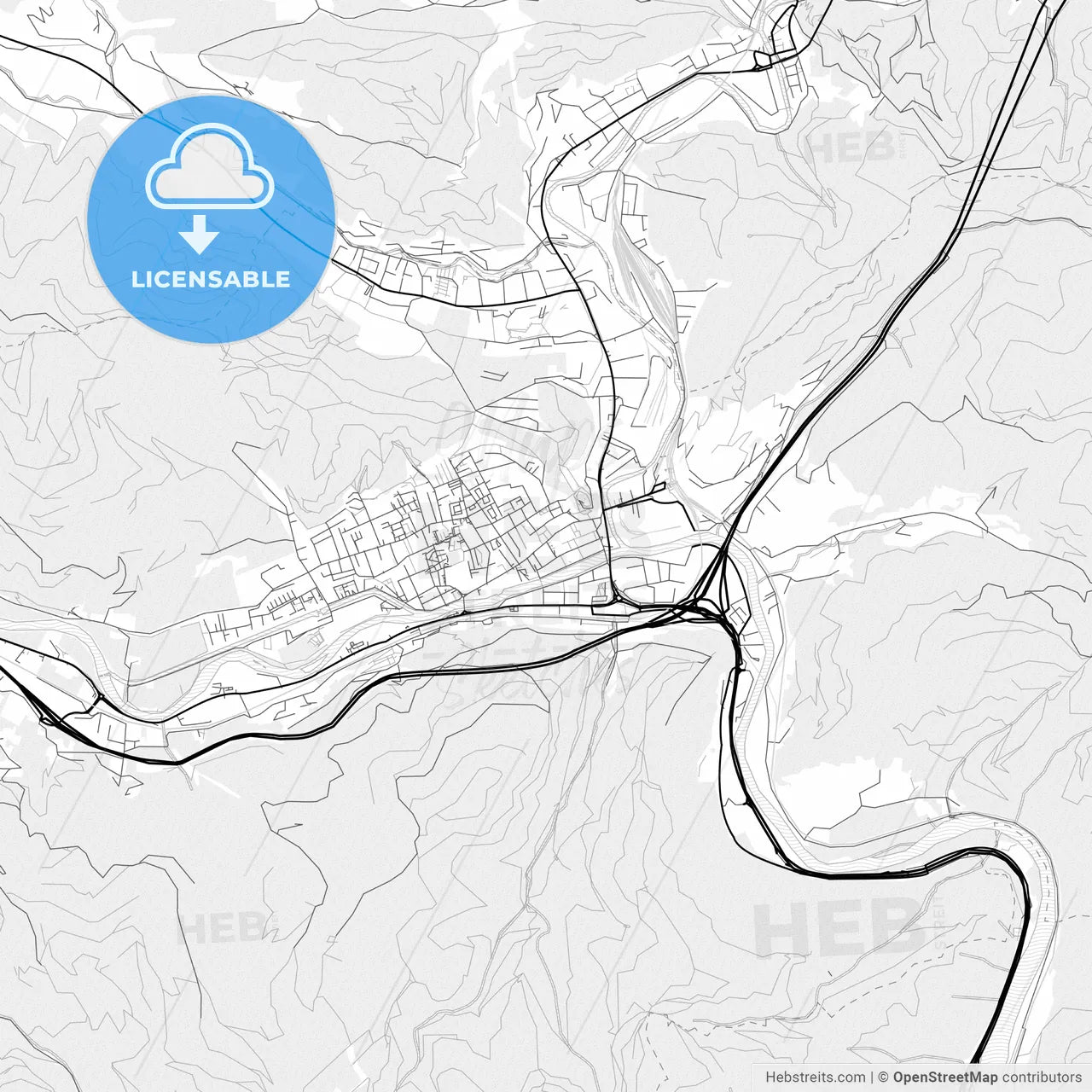 Vector PDF map of Bruck an der Mur, Austria