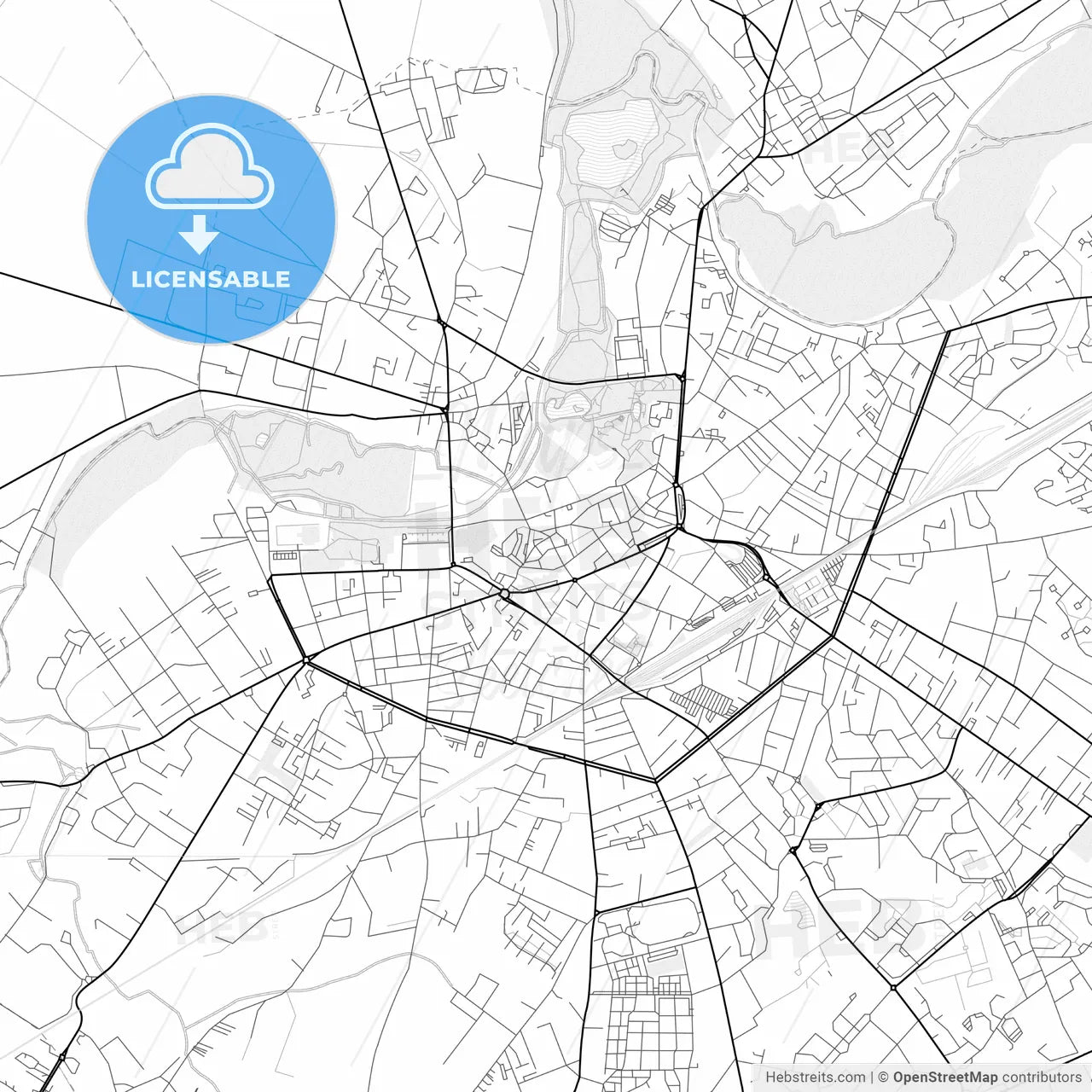 Vector PDF map of Châteauroux, France