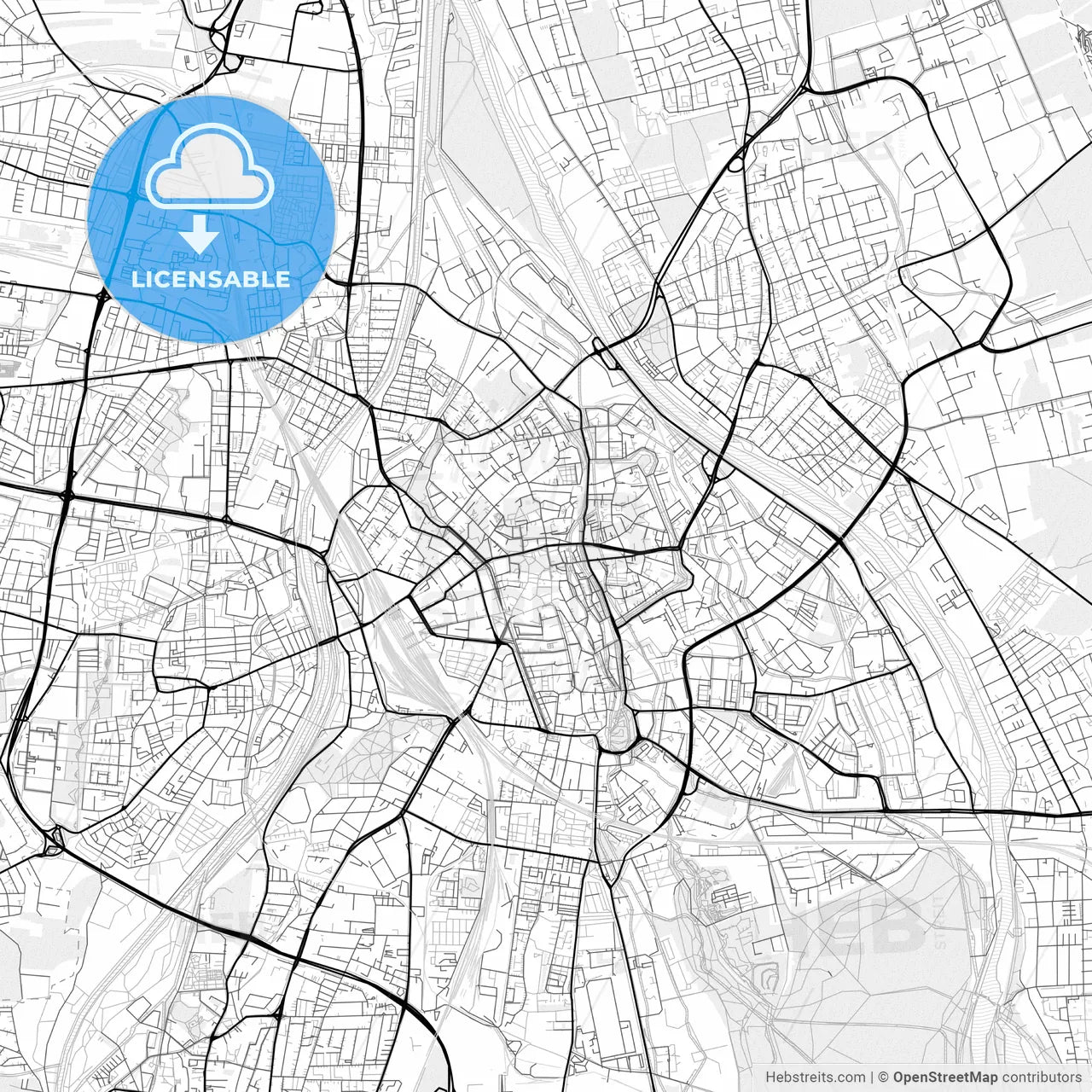 Vector PDF map of Augsburg, Germany