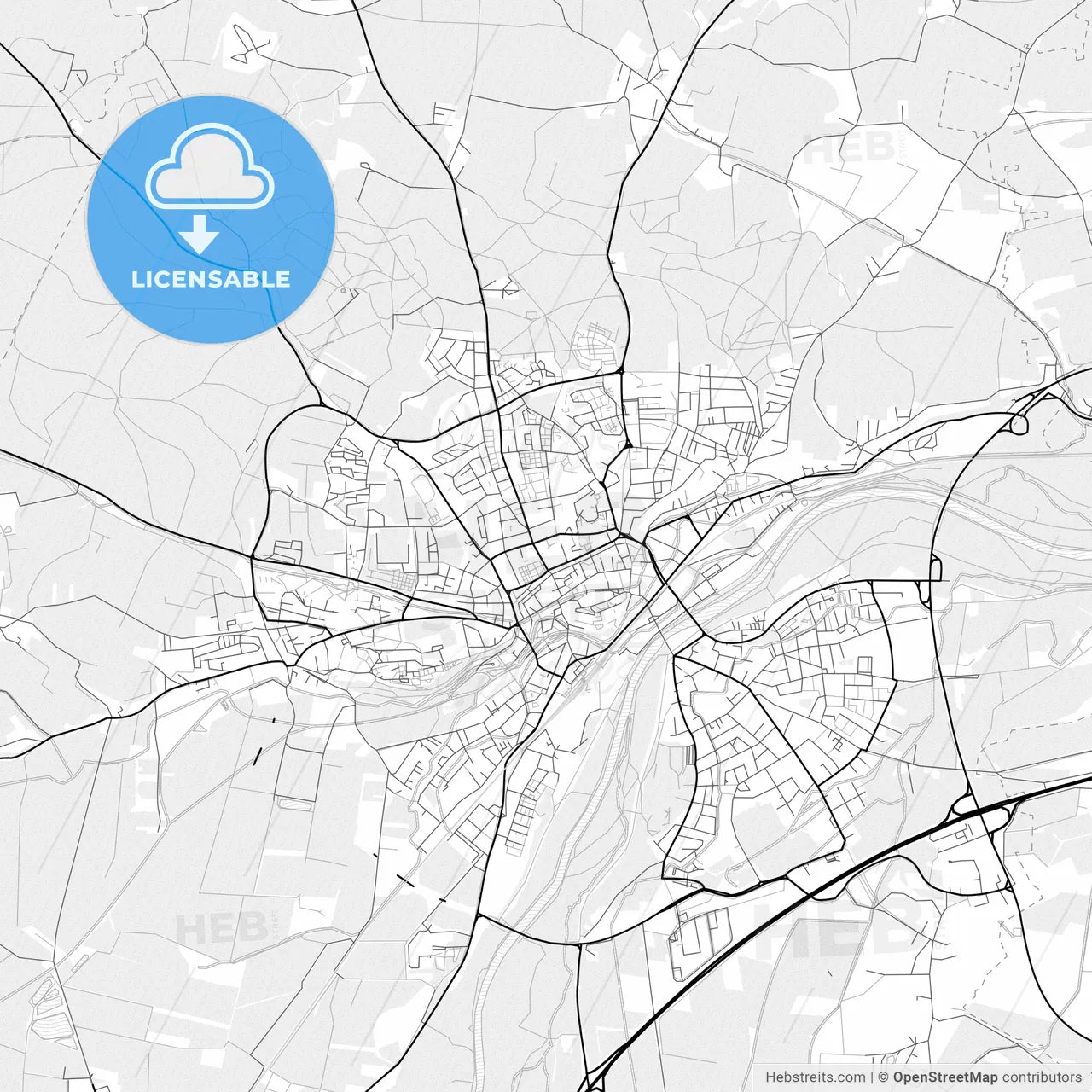 Vector PDF map of Freising, Germany