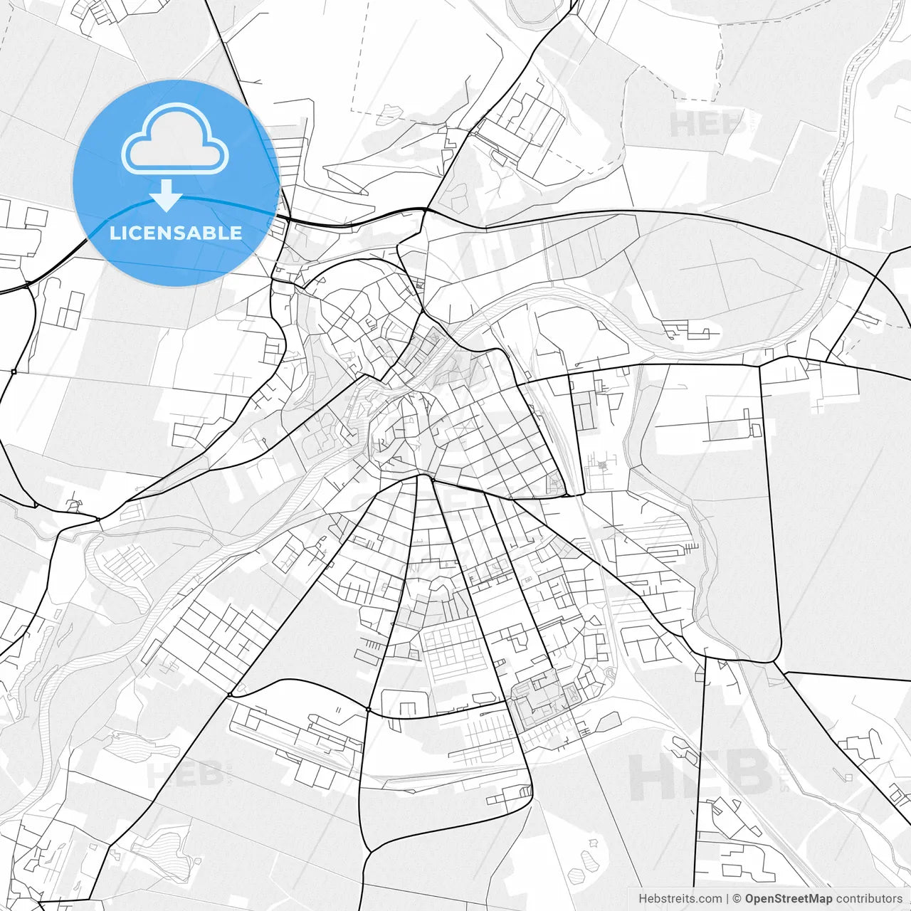 Vector PDF map of Bernburg (Saale), Germany