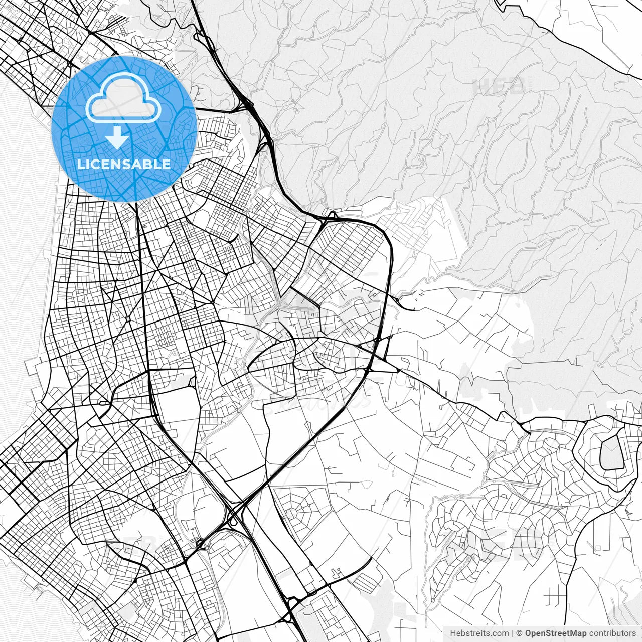 Vector PDF map of Pylaia, Greece