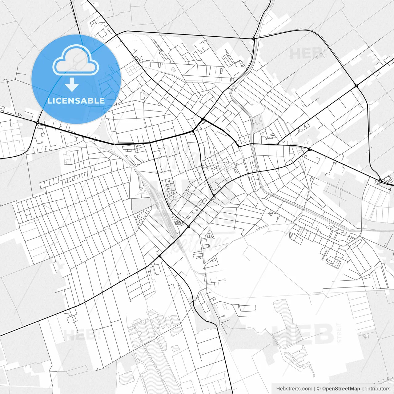 Vector PDF map of Békéscsaba, Hungary