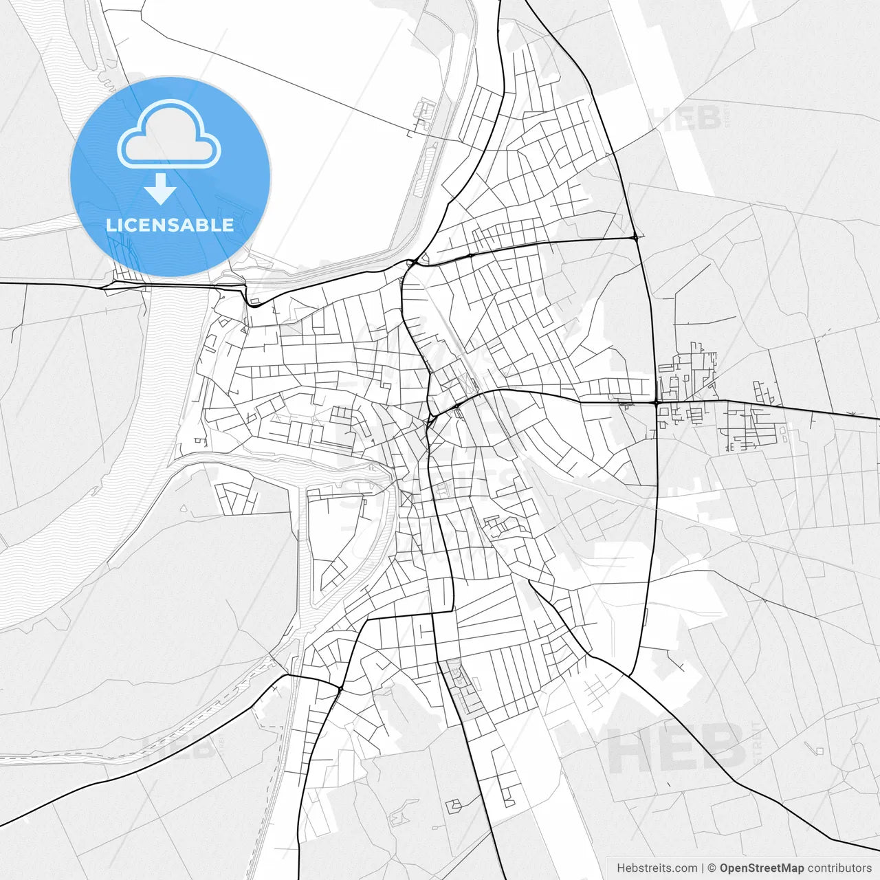 Vector PDF map of Baja, Hungary