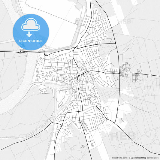 Vector PDF map of Baja, Hungary