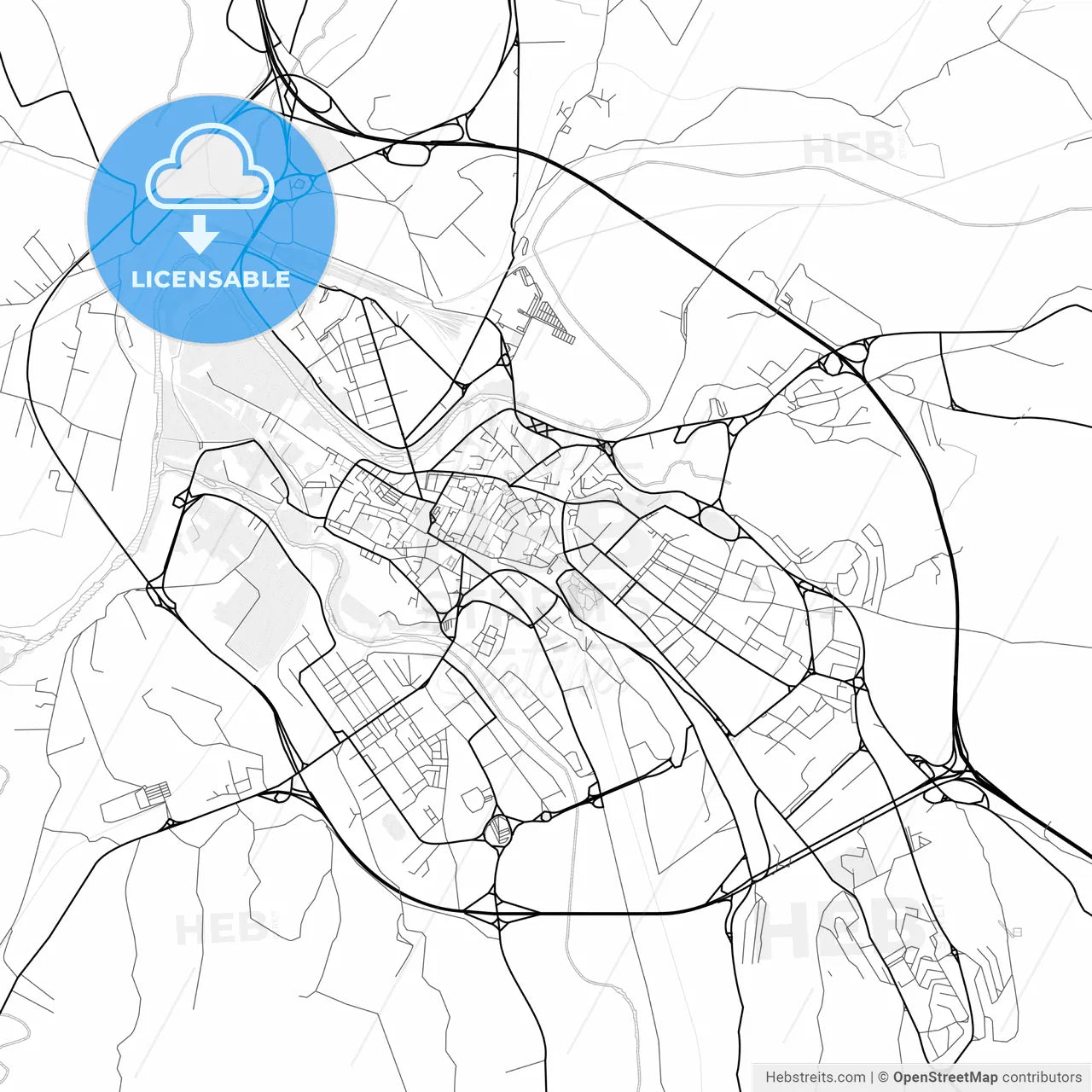 Vector PDF map of Benevento, Italy