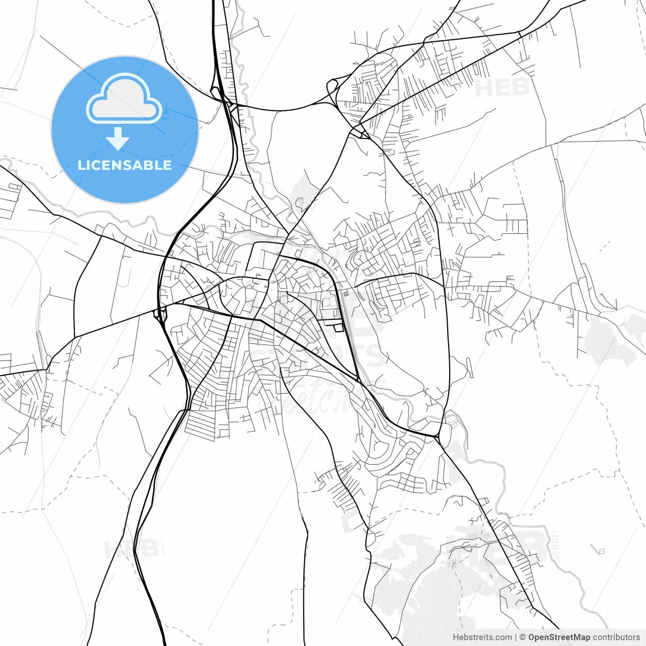 Vector PDF map of Kumanovo, North Macedonia