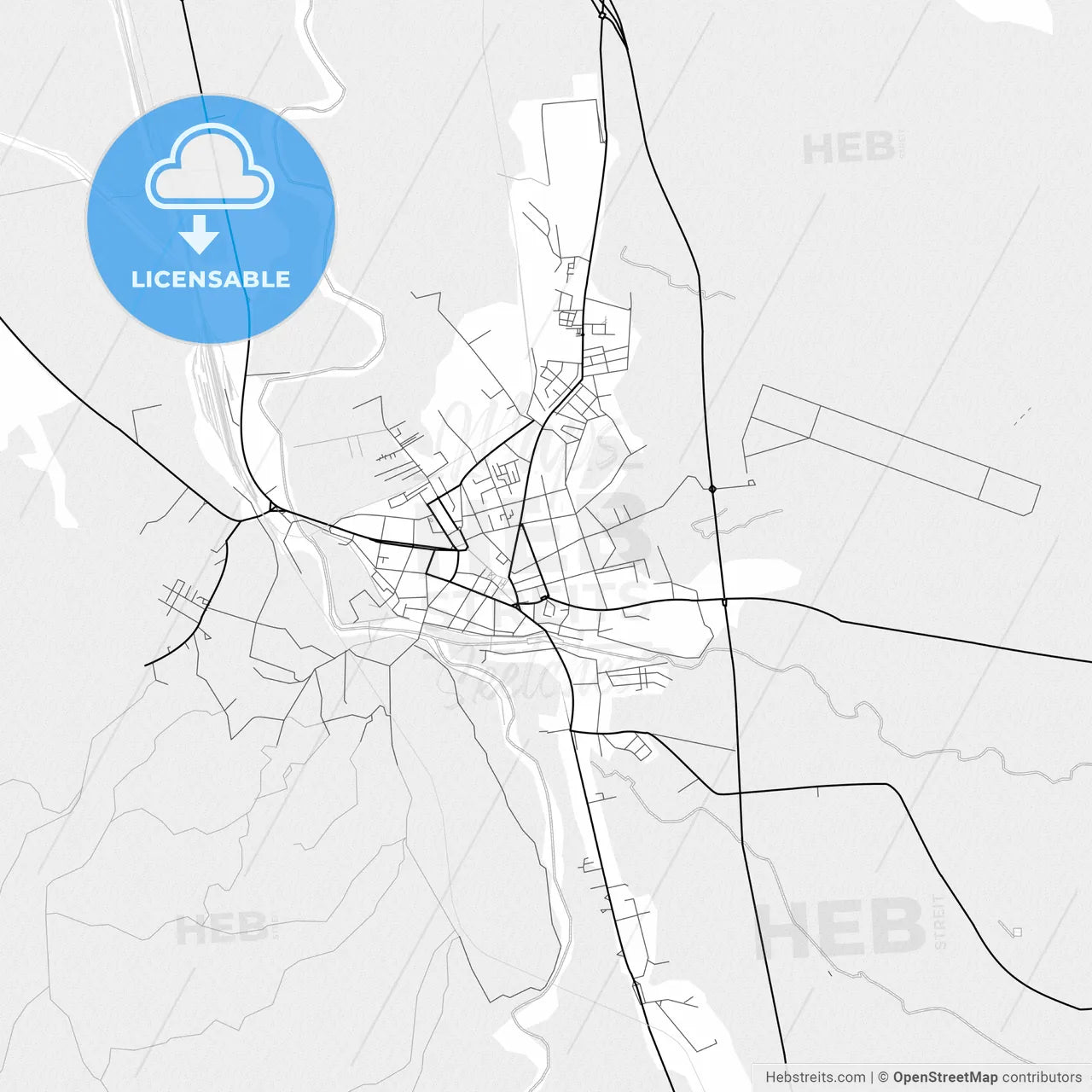 Vector PDF map of Caransebeș, Romania