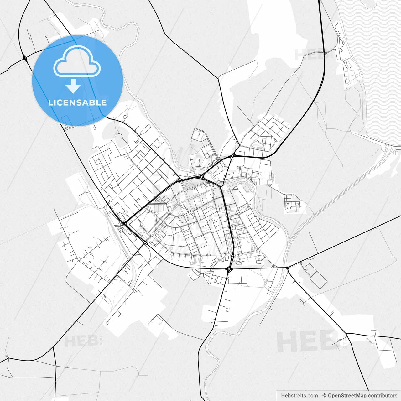 Vector PDF map of Michalovce, Slovakia