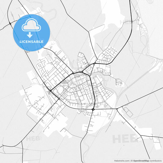 Vector PDF map of Michalovce, Slovakia