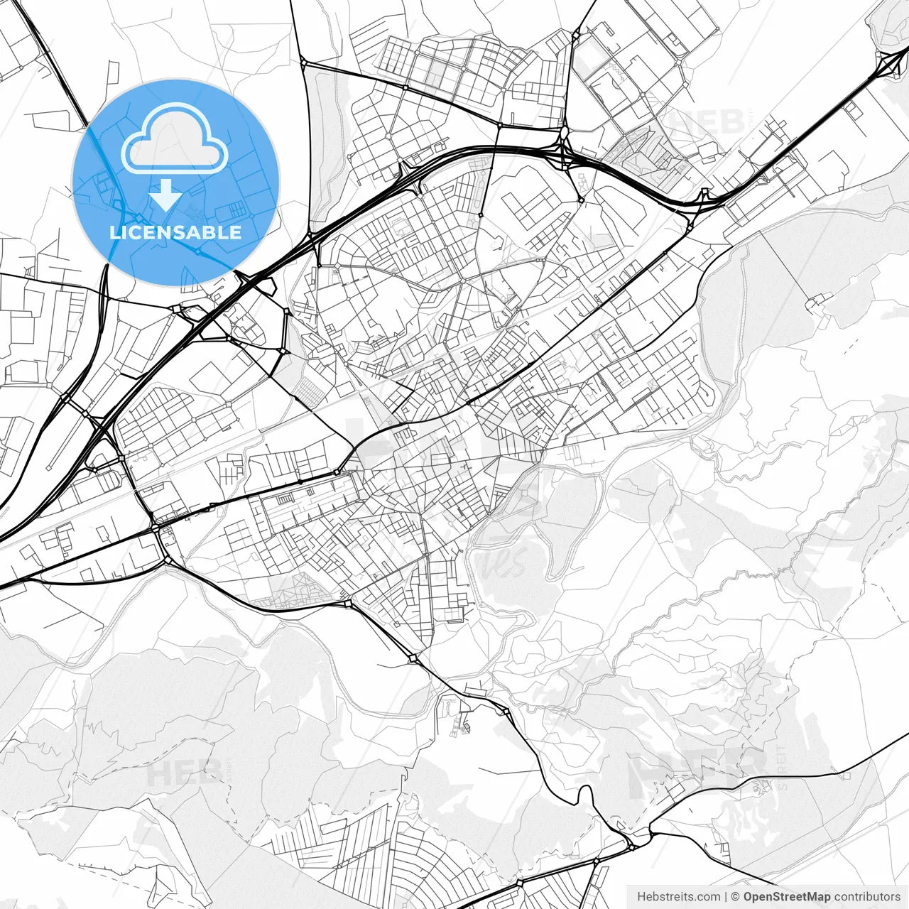 Vector PDF map of Alcalá de Henares, Spain