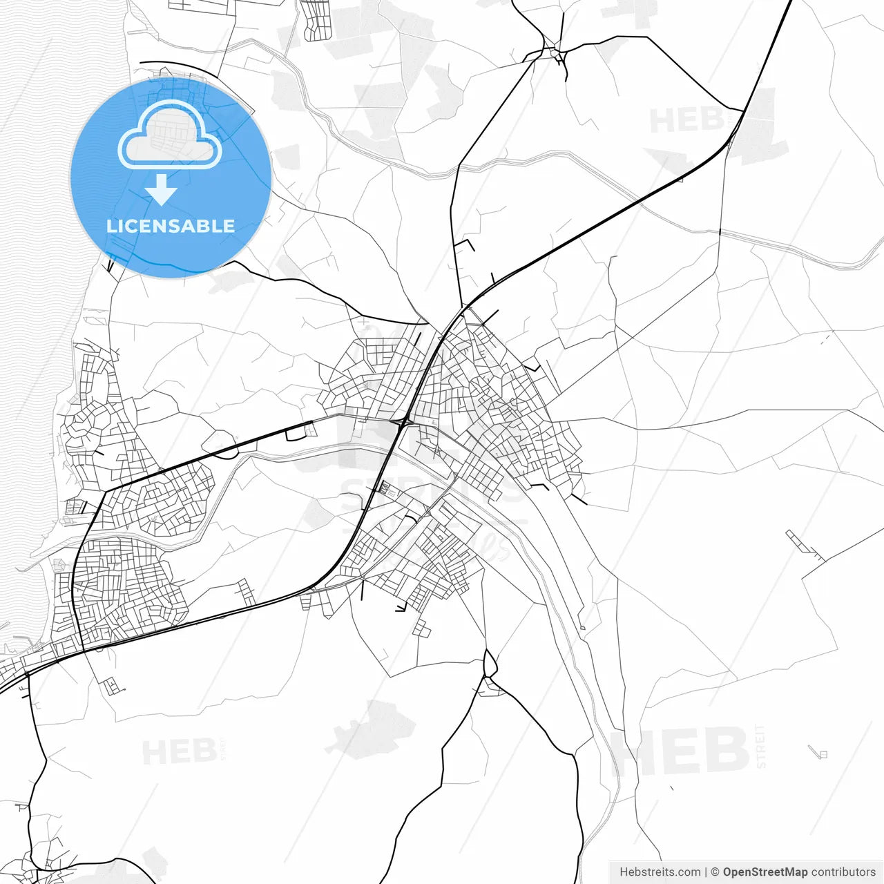 Vector PDF map of Burhaniye, Turkey