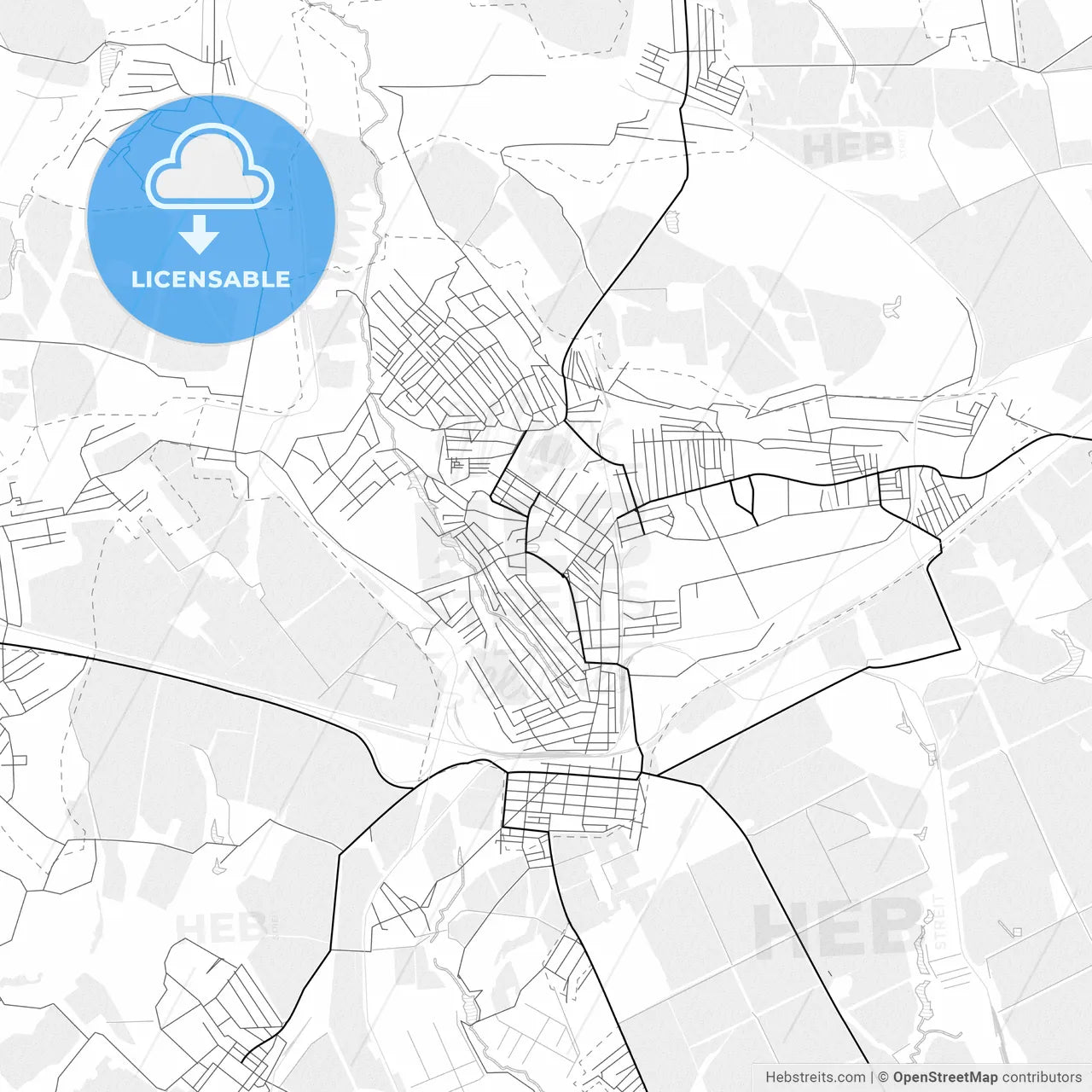 Vector PDF map of Dovzhansk, Ukraine