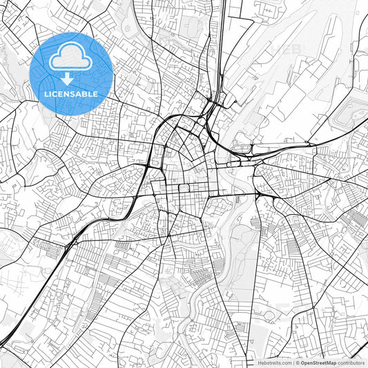 Vector PDF map of Belfast, Northern Ireland