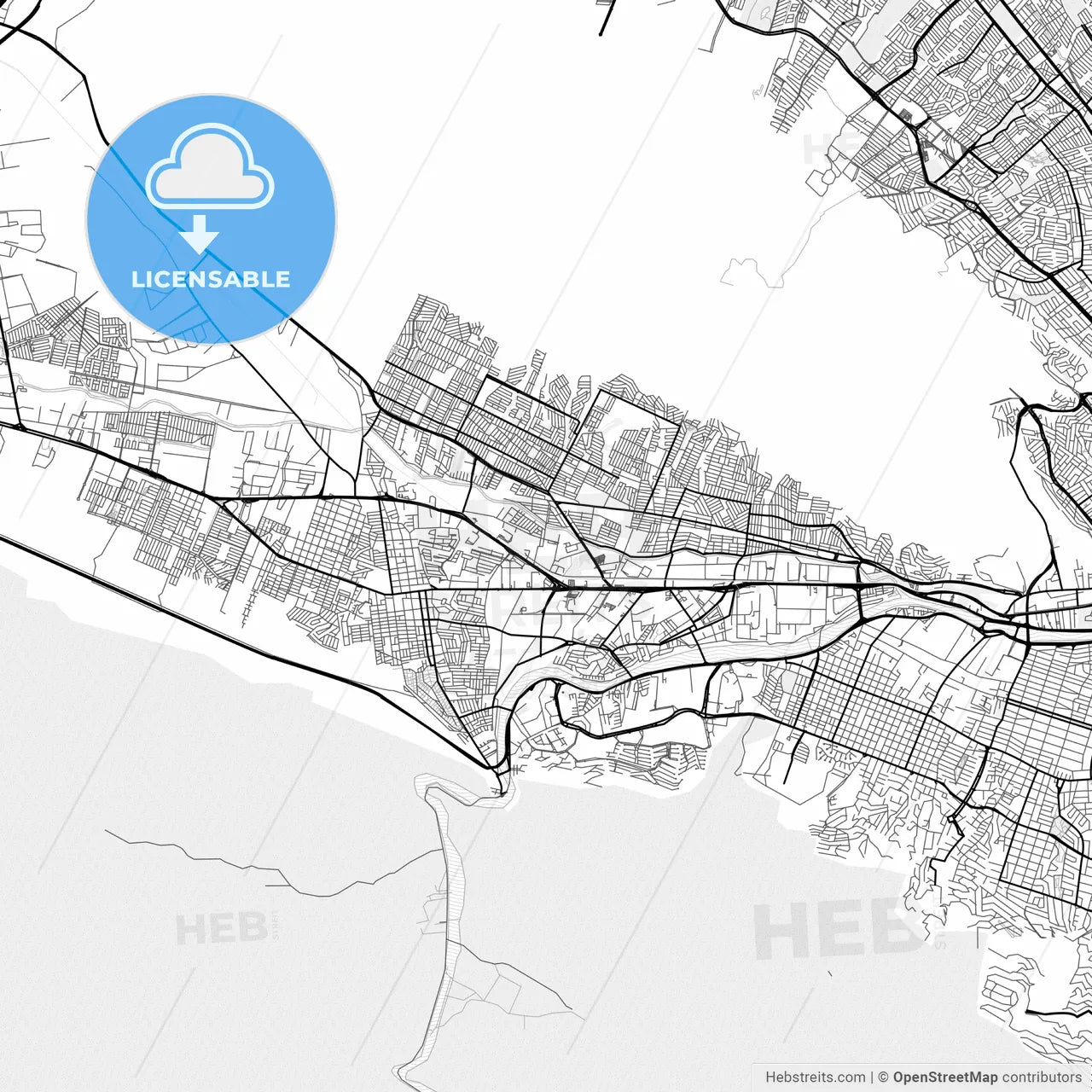 Vector PDF map of Santa Catarina, Mexico