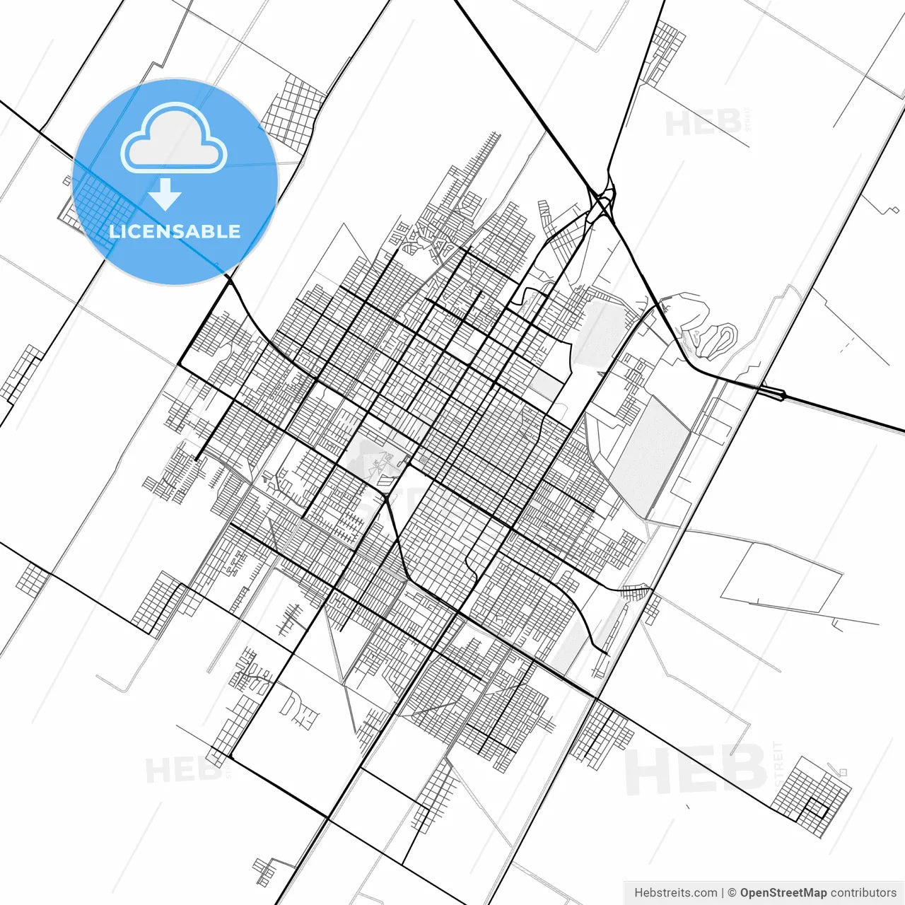 Vector PDF map of Los Mochis, Mexico