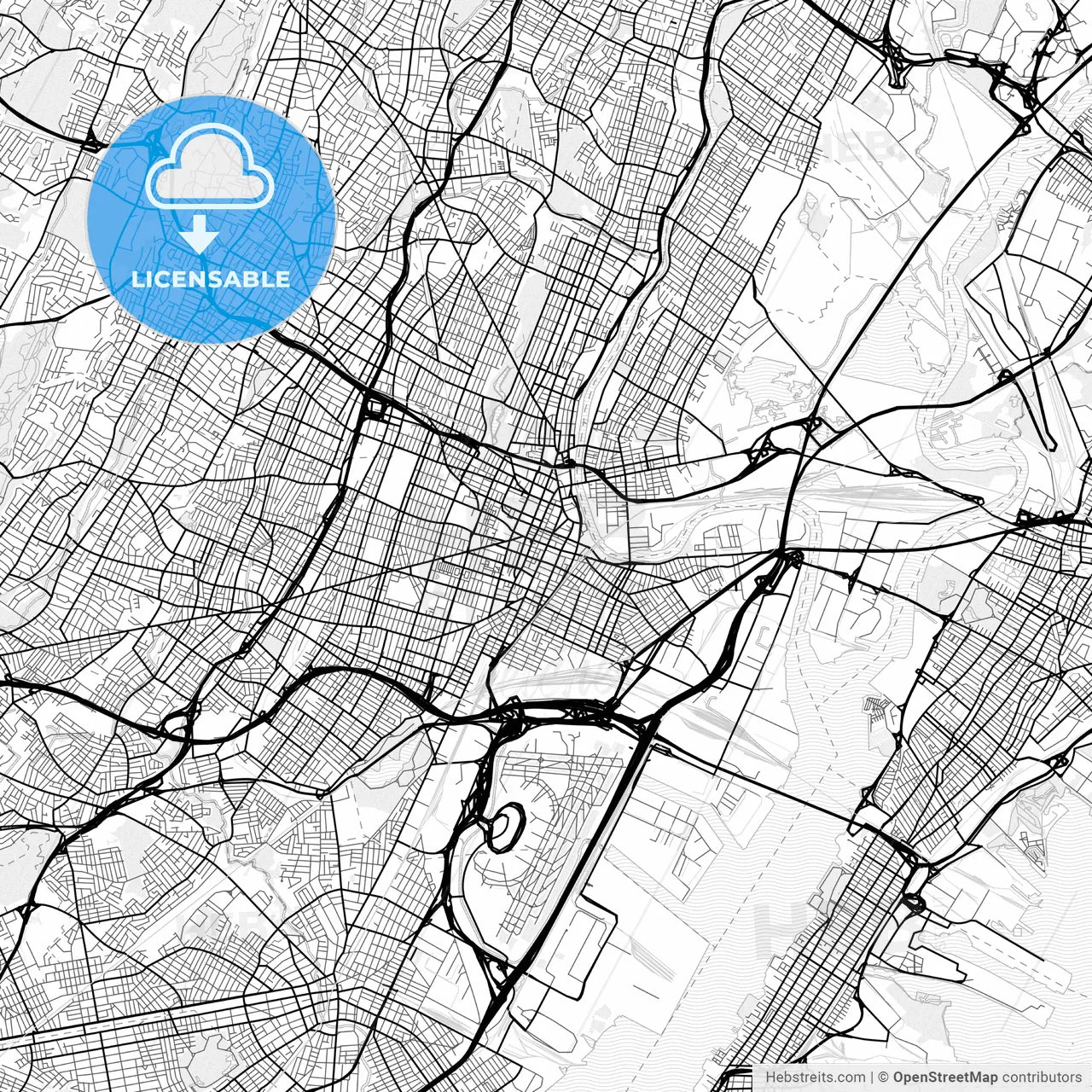 Vector PDF map of Newark, New Jersey, United States