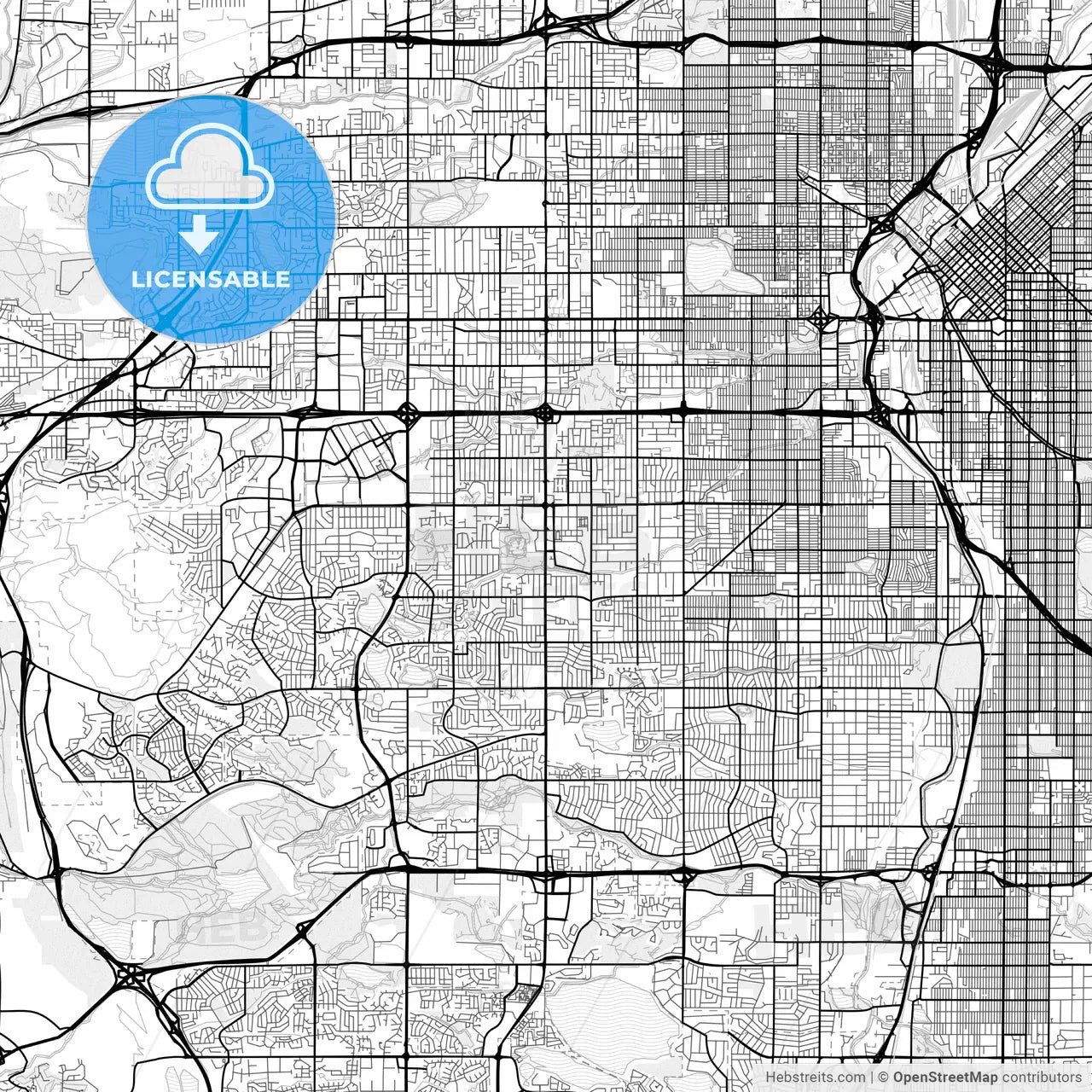 Vector PDF map of Lakewood, Colorado, United States