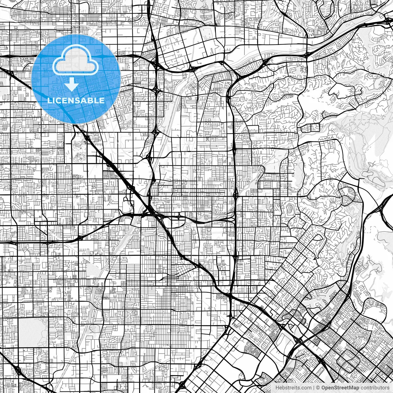 Vector PDF map of Orange, California, United States