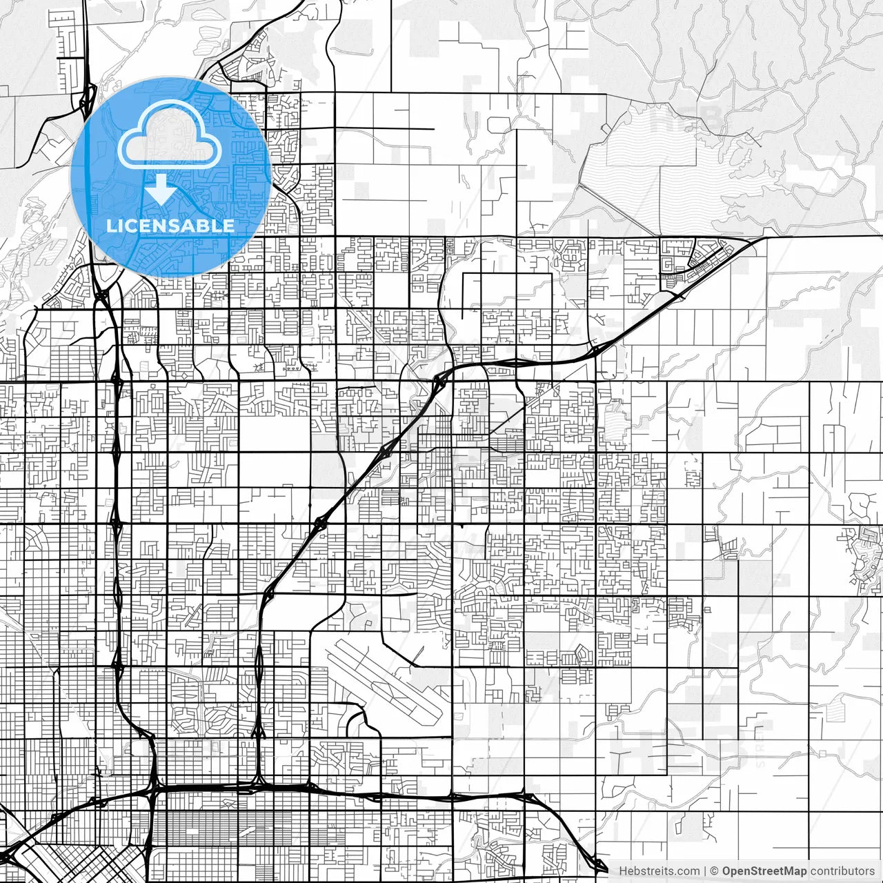 Vector PDF map of Clovis, California, United States