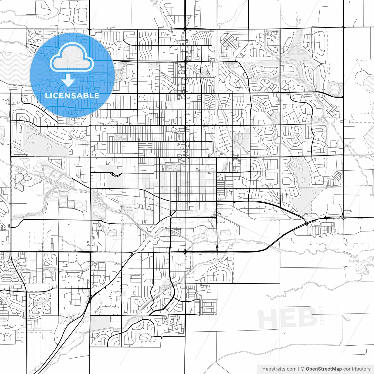 Vector PDF map of Longmont, Colorado, United States