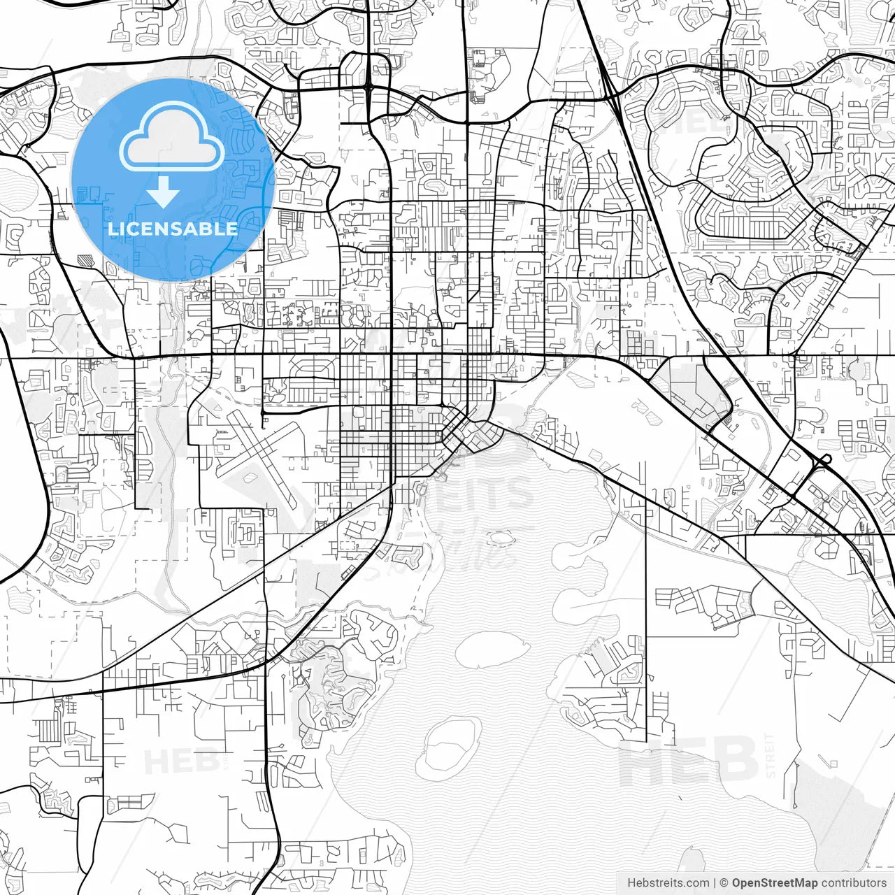 Vector PDF map of Kissimmee, Florida, United States