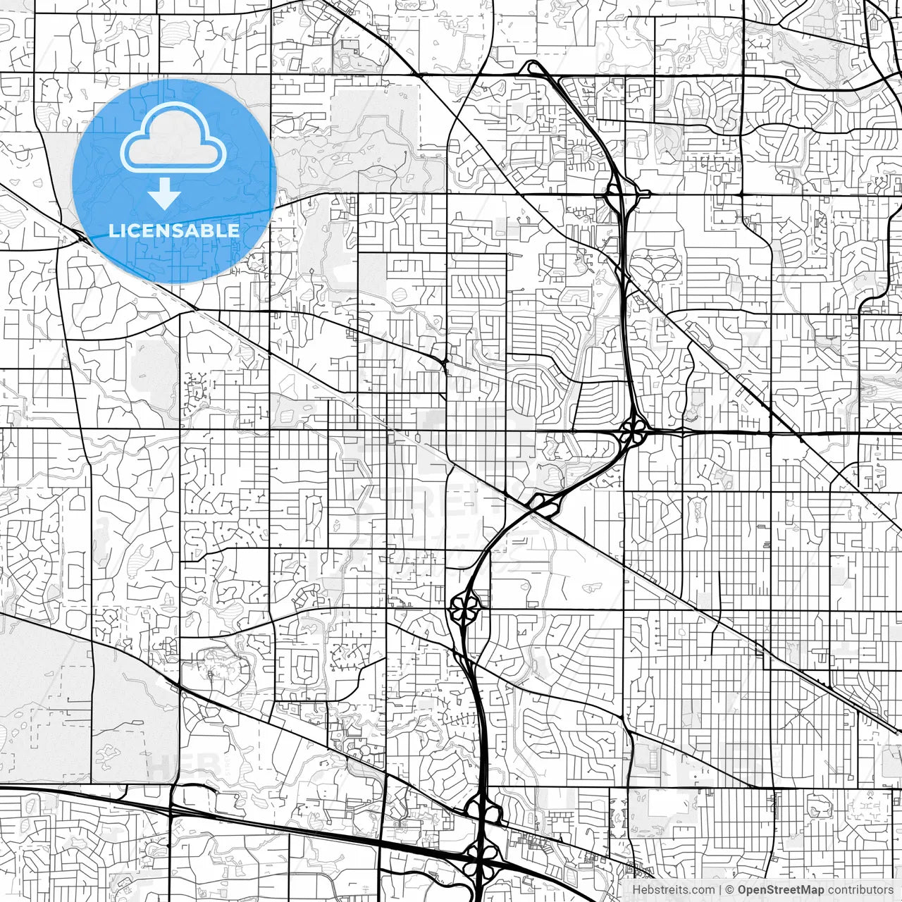Vector PDF map of Palatine, Illinois, United States