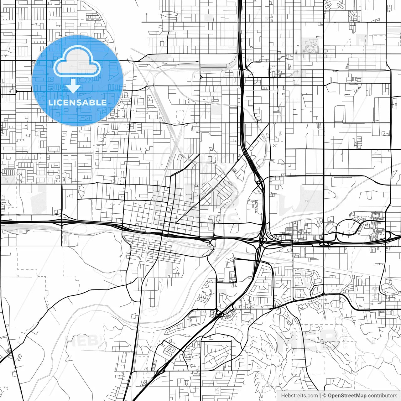 Vector PDF map of Colton, California, United States