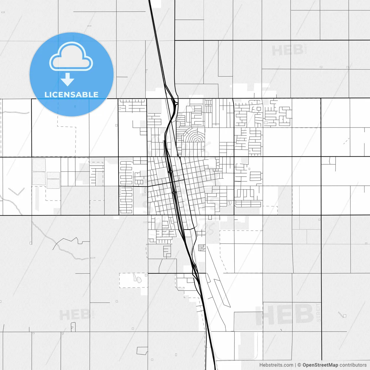 Vector PDF map of Delano, California, United States