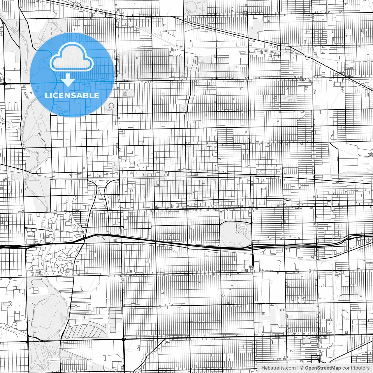 Vector PDF map of Oak Park, Illinois, United States