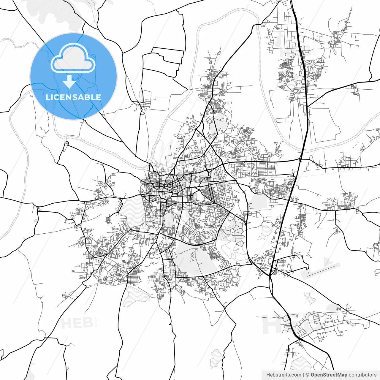 Vector PDF map of Kolhapur, India