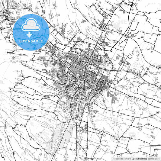 Vector PDF map of Malang, Indonesia