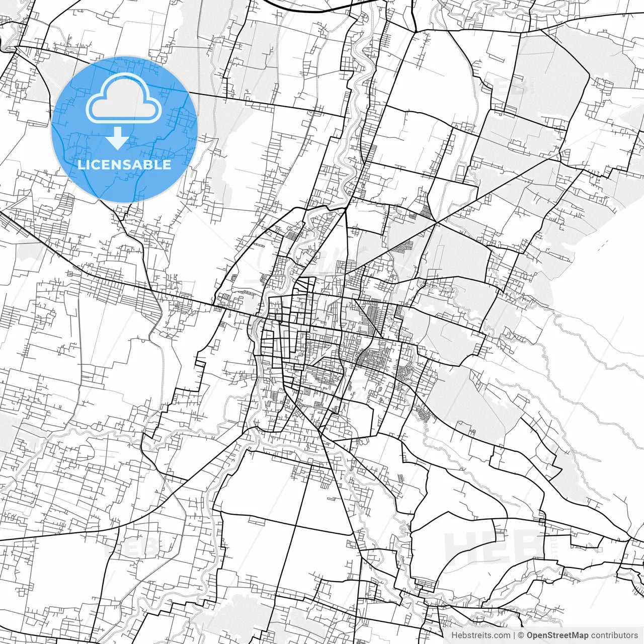 Vector PDF map of Madiun, Indonesia