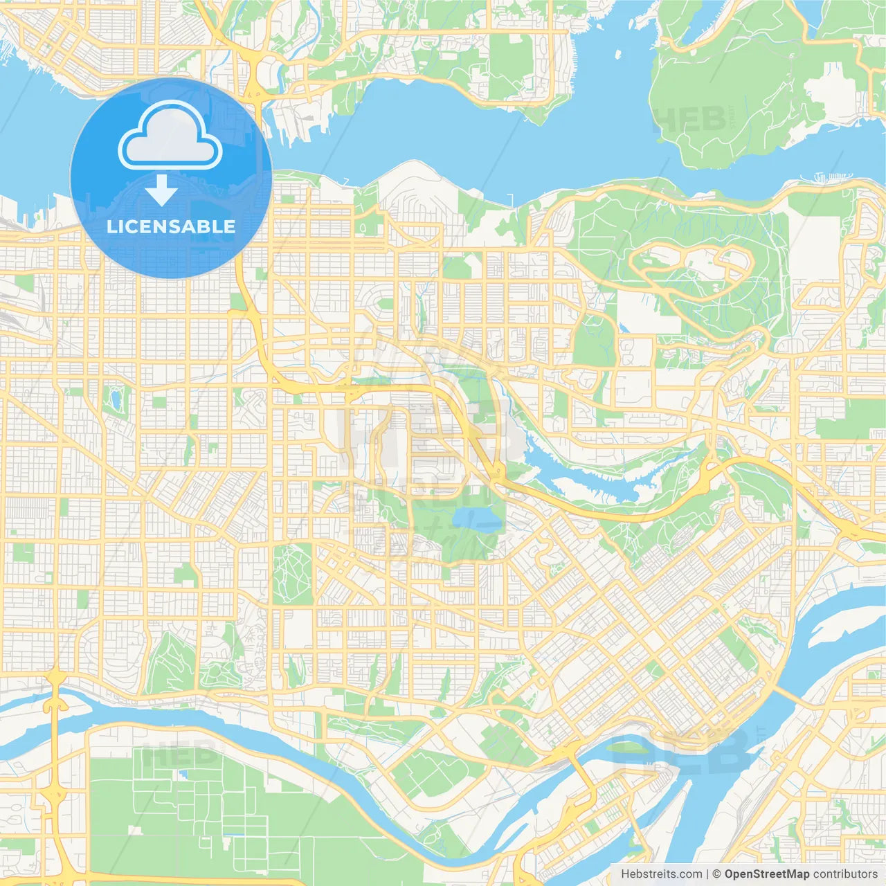 Empty vector map of Burnaby, British Columbia, Canada