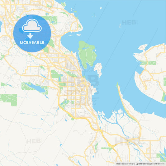 Empty vector map of Nanaimo, British Columbia, Canada