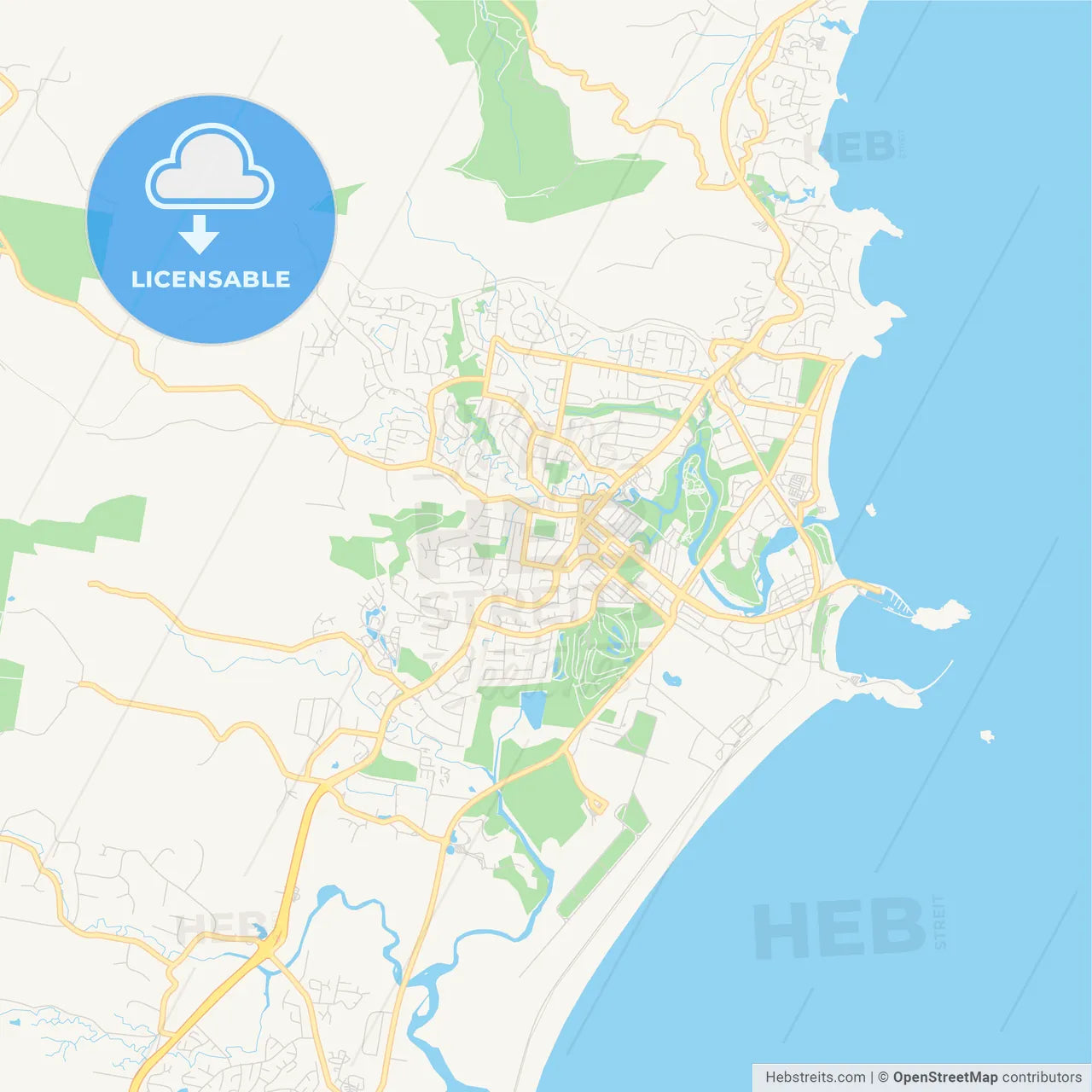 Printable street map of Coffs Harbour, Australia