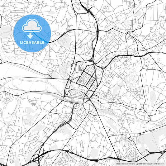 Vector PDF map of Charleroi, Belgium