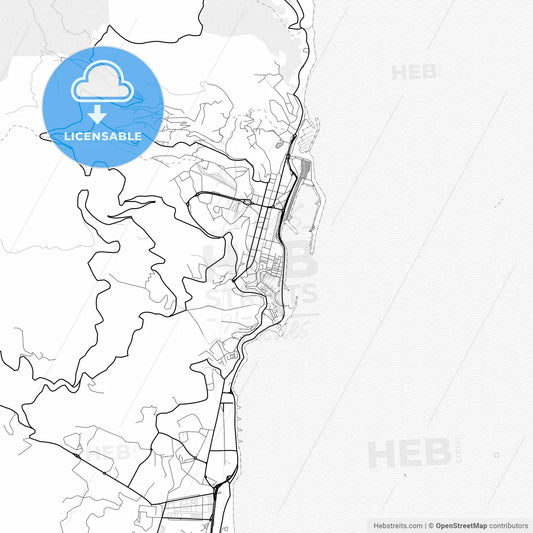 Vector PDF map of Bastia, France
