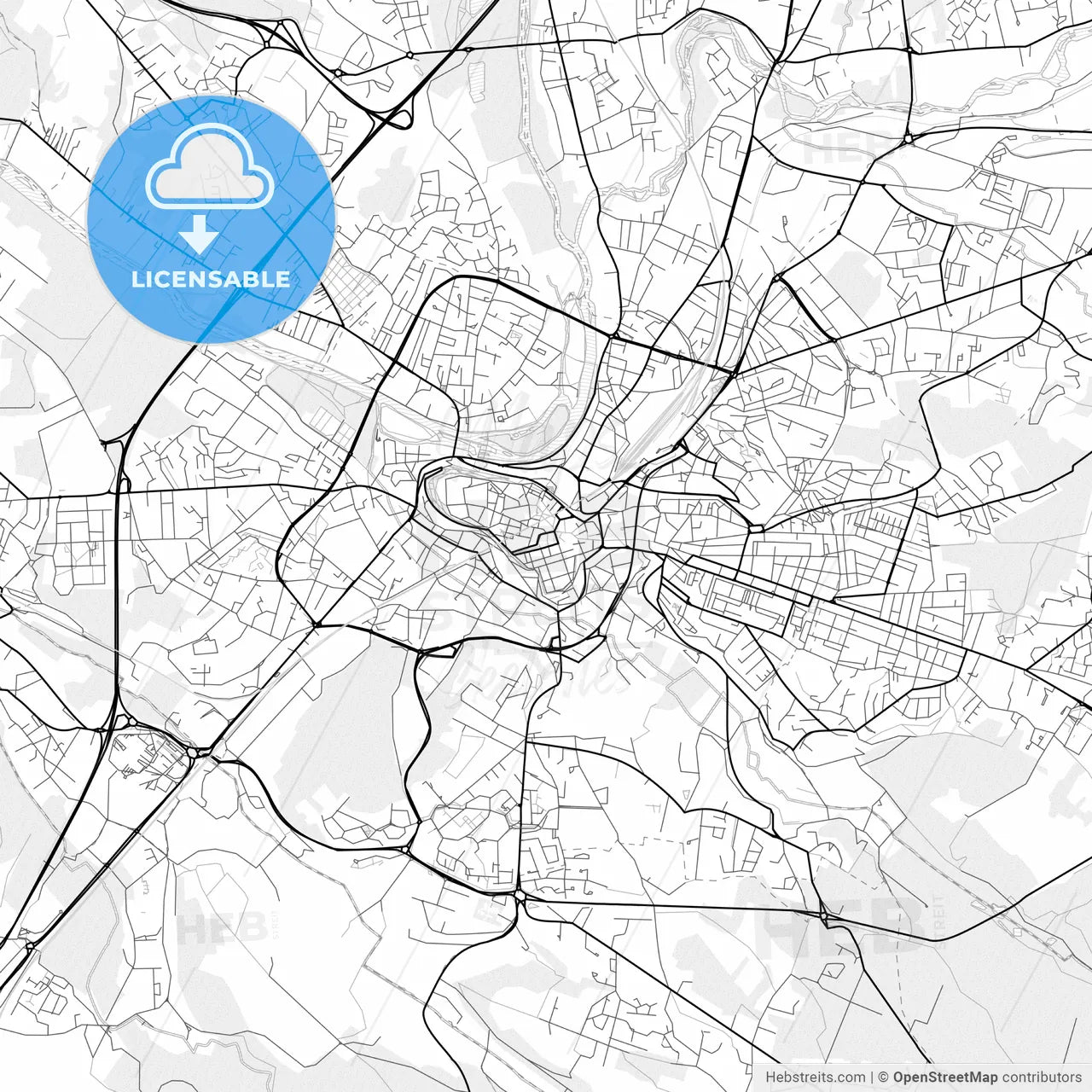 Vector PDF map of Angoulême, France
