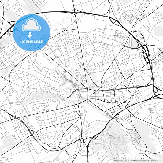 Vector PDF map of Lens, France