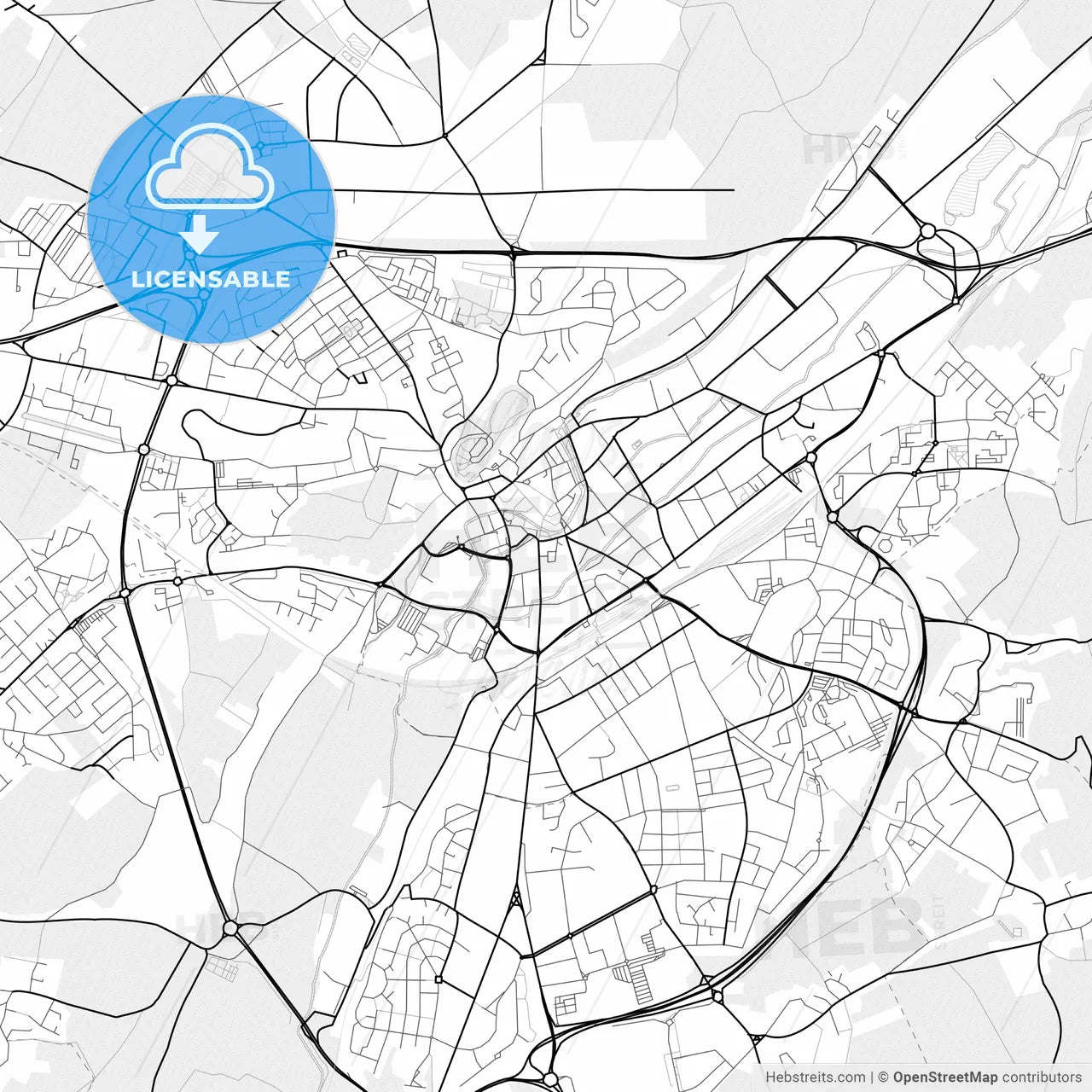 Vector PDF map of Dreux, France